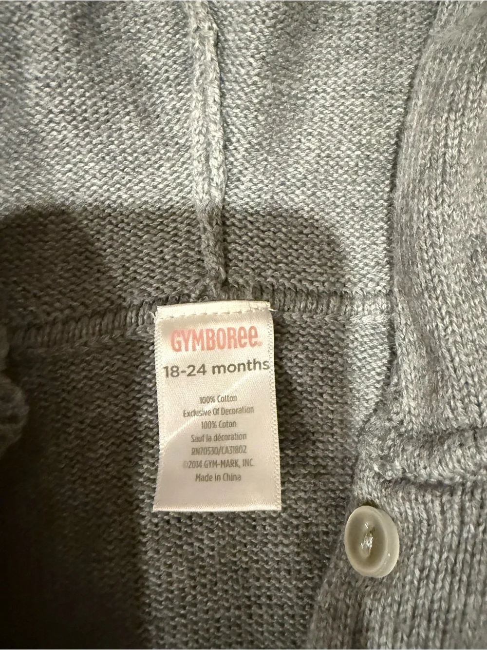Gymboree Gray Hooded Knit Cardigan with Pink Trim